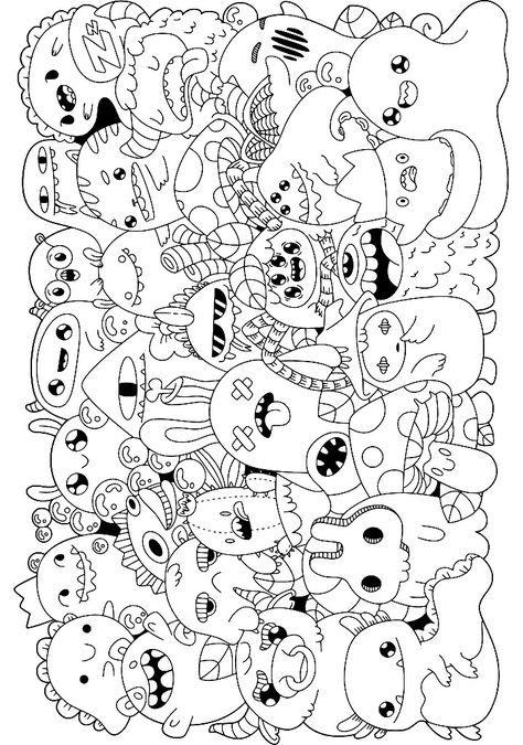 Monsters Coloring Pages, Doodle Coloring Pages, Coloring Pages Cute, Traditional Tattoo Designs, Monster Coloring Pages, Doodle Art Drawing, Traditional Tattoo Design, Pokemon Coloring, Doodle Coloring