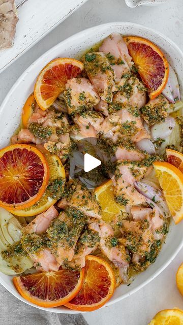 Jaclyn on Instagram: "slow roasted citrus salmon with fennel!

If you haven’t tried slow roasting salmon, you must! It makes it nearly impossible to overcook and results in juicy, delicious salmon. This slow roasted salmon with citrus is loaded with flavour from the coriander, fennel, orange zest mixture that’s slathered on top of the salmon, veggies and then served alongside the cooked dish. The marinade was inspired by the delicious recipe from @carolinagelen orange roasted chicken recipe. It makes for a beautiful dinner that’s perfect to serve family style. I hope you love it 😍. The full recipe is linked in my bio! Comment recipe please and I’ll send you the link 👌

#partyfood #winterrecipes #easyrecipe #salmonrecipe #salmondinner #christmasfood #holidayrecipes #fennel" Salmon With Fennel, Slow Roasted Salmon, Salmon Veggies, Citrus Salmon, Roasted Chicken Recipe, Beautiful Dinner, Salmon Dinner, Roast Chicken Recipes, Roasted Salmon