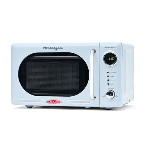 Nostalgia Retro Compact Countertop Microwave Oven - 0.7 Cu. Ft. - 700-Watts with LED Digital Display - Child Lock - Easy Clean Interior - Blue Blue Microwave, Countertop Microwave Oven, Countertop Microwave, Amazing Kitchen, Baby Words, Kitchen Dinning, Fashion Toys, Microwave Oven, Digital Display