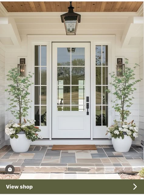 Windows Next To Front Door, Front Door With Window, Front Exterior House, Beach House Front Door, Portico Ideas, Country Farmhouse Exterior, Black Entry Doors, Front Porch Remodel, Georgian Windows