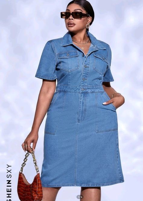 Jeans Gown Styles For Women, Jeans Gown, English Gown, Casual Work Outfit Spring, Vestidos Jeans, Nigerian Lace Styles Dress, Short Sleeve Denim, Nigerian Lace Styles, Ladies Tops Blouses