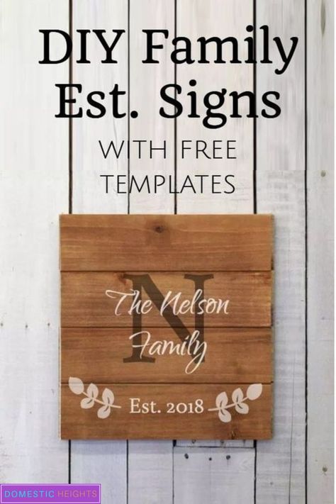 diy family establish sign, farmhouse decor, rustic family signs, free printable Family Established Sign Diy, Established Signs Diy, Wood Sign Ideas, Family Established Sign, Monogram Printable, Family Plaque, Established Family Signs, Family Wood Signs, Farmhouse Decor Rustic