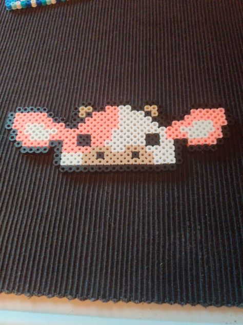 Strawberry Cow Perler Bead, Perler Bead Patterns Cow, Aesthetic Perler Bead Patterns, Pearler Bead Patterns Aesthetic, Hamahelmet Ideas, Cow Perler Beads, Cow Perler Bead Patterns, Perler Bead Cow, Perel Bead