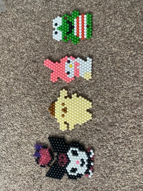 Any recommendations on what charms I make for the others? (Like the heart for Kuromi) Beaded Crafts, Sanrio Characters, Charms, Quick Saves