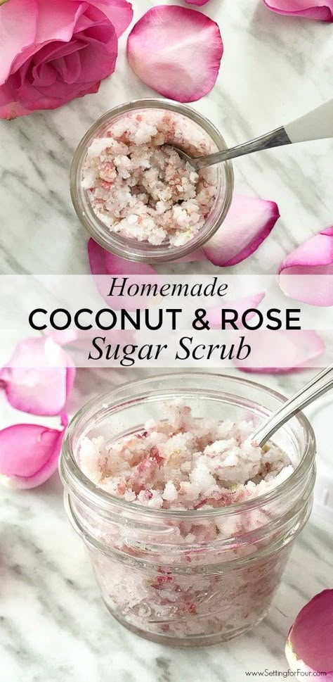 Galentinesday Party, Rose Sugar Scrub, Rose Scrub, Mint Sugar Scrub, Diy Sugar Scrub Recipe, Sugar Scrub Homemade, Diy Rose, Sugar Scrub Recipe, Diy Body Scrub