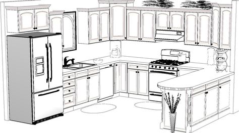 12x12 Kitchen, Small Kitchen Design Layout, Best Kitchen Layout, Kitchen Layouts With Island, Layout Kitchen, Kitchen Floor Plan, Kitchen Drawing, Kitchen Layout Plans, Small Kitchen Layouts