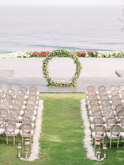 Decked Garden, Cliffside Wedding Ceremony, Wedding On A Cliff, Clifftop Wedding Ceremony, Wedding Venues Cliff, Clifftop Wedding, Bali Cliff Wedding, Ocean View Wedding, Garden Areas