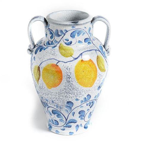 Italian Landscaping, American Flag Crafts, Italian Dinnerware, Olive Oil Cruet, Lemon Blossoms, Small Centerpieces, Traditional Pottery, Italian Decor, Lemon Decor