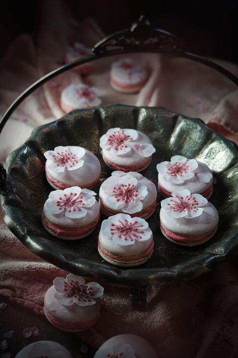 Double Cherry Macarons: Stop Waiting — The Wondersmith Cherry Macarons, Macarons Recipe, Fairy Food, Stop Waiting, Cherry Blossom Wedding, Olive Oil Cake, Macaron Recipe, Fancy Cookies, Fresh Cherries