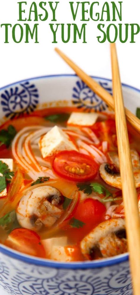 Tom Yum Soup Recipe Vegetarian, Tom Yum Soup Vegetarian, Easy Tom Yum Soup, Vegan Tom Yum Soup, Vegan Tom Yum, Spicy Thai Soup, Tom Yum Soup Recipe, Sweet And Sour Soup, Asian Soup Recipes