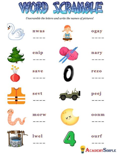 Words Vocabulary, Unscramble Words, Beginning Sounds Worksheets, Scramble Words, English Short Stories, School Folders, Nouns Worksheet, Printable Preschool Worksheets, Letter Worksheets