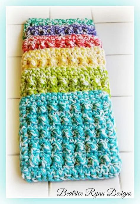 Thick & Quick Bumpy Scrubby ~ Free Crochet Pattern!! - ............Beatrice Ryan Designs............ Crochet Scrubbies, Quick Crochet Projects, Fast Crochet, Bazaar Ideas, Dishcloth Crochet Pattern, Crochet Dishcloth, Crochet Washcloth, Dishcloth Pattern, Crochet Kitchen