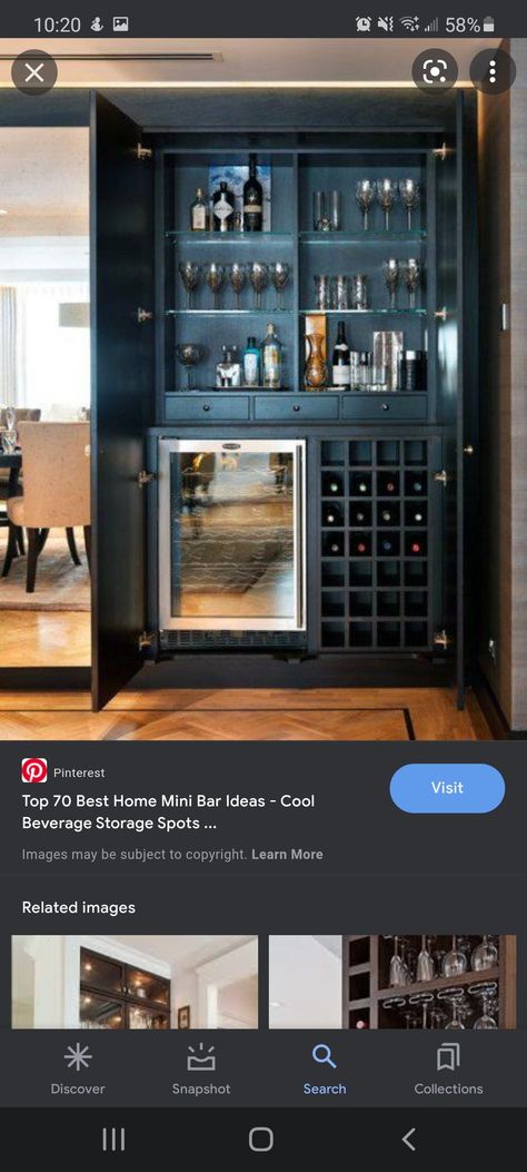 Hide Fridge, Home Mini Bar, Bar Cabinet Design, Home Wine Bar, Small Bars For Home, Library Cabinet, Home Bar Cabinet, Home Bar Rooms, Diy Home Bar