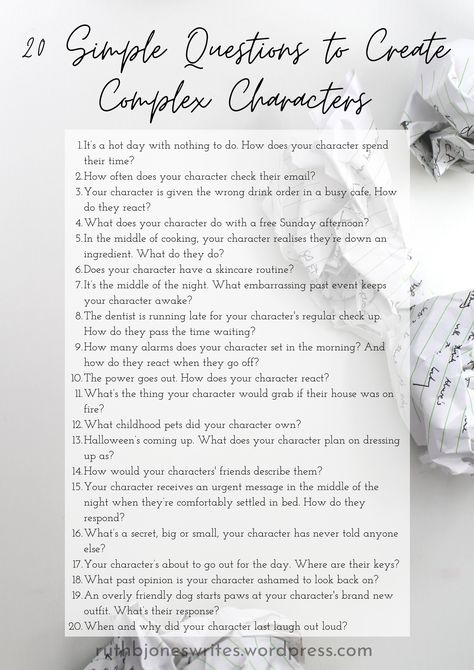 Character Building. Character building questions. 20 simple questions to ask yourself when trying to build a complex character. Using everyday situations to determine the motivations and reactions of a well-developed original character! Story Building Questions, How To Write A Complex Character, Writing Complex Characters, How To Make A Lovable Character, Building A Character Writing, Dnd Questions, Questions For Character Development, Character Development Prompts, How To Build A Character For A Book