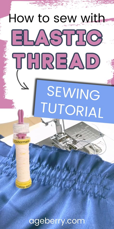 sewing tutorial on stretch thread for sewing Sewing With Elastic, Sewing Repairs, Unique Sewing Patterns, Sewing Projects Ideas, Beginner Sewing Patterns, Sewing Machine Basics, Sewing Elastic, Sewing Alterations, Sewing Easy