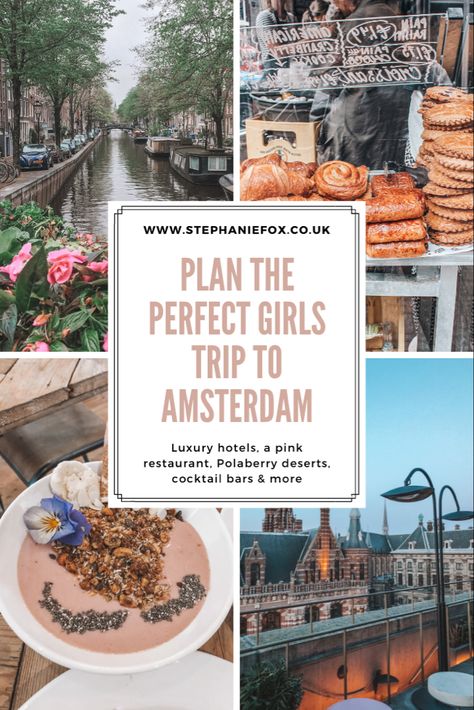 Looking for a luxury girls getaway to Amsterdam? This guide explains where to stay, beautiful hotels, the best restaurants including the famous pink Mama Kelly’s, where to find unicorn smoothie bowls in Amsterdam’s Nine Streets, cocktail bars with rooftop terraces overlooking Amsterdam, and of course Polaberry cake pop shop on Prinsengracht, Amsterdam’s prettiest canal. #amsterdam #amsterdamnetherlands #amsterdamtraveltips #girlsweekend #luxurytravel #citybreak Amsterdam In November, Unicorn Smoothie, Amsterdam Sights, Canal Amsterdam, Amsterdam Travel Tips, Pink Restaurant, Amsterdam Vacation, Trip To Amsterdam, Cruise Food