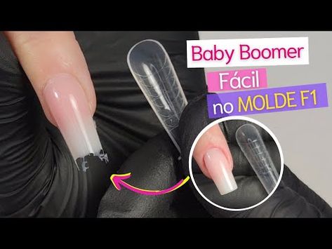 Baby Boomer Fácil no Molde F1 ( Como fazer - Passo a Passo ) - YouTube Poly Gel Nails, Molde F1, Baby Boomers Nails, Poly Gel, Gel Tips, Baby Kit, Baby Boomer, Short Shorts, Nail Tips