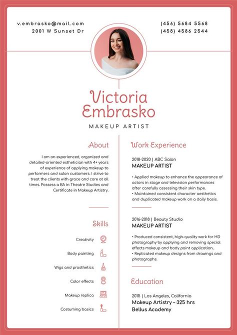 Esthetician Resume With No Experience, Esthetician Resume, Makeup Artist Resume, Facial Esthetician, Makeup Artist Website, Artist Resume, Resume No Experience, Clinic Interior, Online Resume