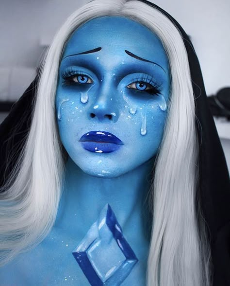 Shop this Instagram from @sugarpill Blue Diamond Steven Universe, Steven Universe Cosplay, Fantasy Make-up, Halloweenský Makeup, Cute Halloween Makeup, Halloween Makeup Pretty, Halloween Makeup Scary, Halloween Makeup Tutorial, Circle Lenses