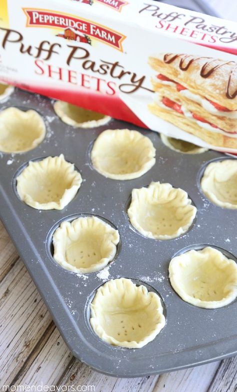 Pumpkin Shells, Puff Pastry Recipes Dessert, Mini Tart Recipes, Pastries Recipes Dessert, Pepperidge Farm Puff Pastry, Puff Pastry Desserts, Puff Pastry Tart, Pie Bites, Lemon Dessert Recipes