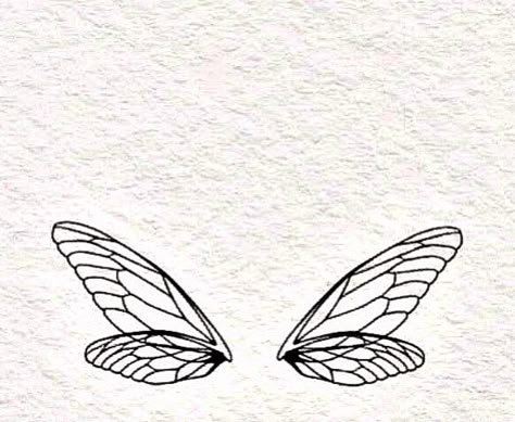 Mini Fairy Wings Tattoo, Insect Wings Drawing, Simple Fairy Wings Tattoo, Small Fairy Wings Tattoo, Simple Wing Tattoo, Fairy Wings Outline, Pixie Wings Tattoo, Cottagecore Tattoos, Fairy Wings Tattoo