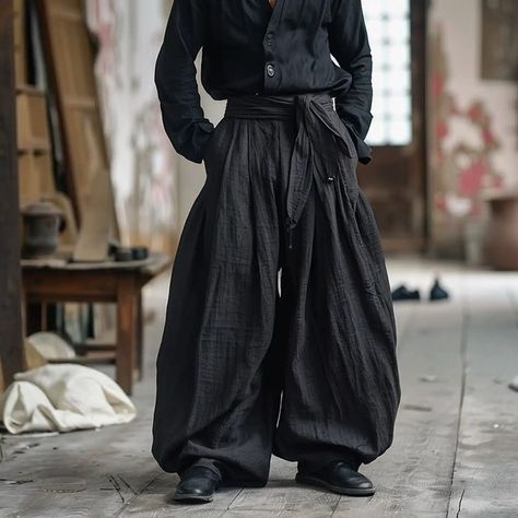 https://pin.it/168RR82wA Japanese Men's Fashion, Brutalist Clothing, Japanese Men’s Fashion, Zouave Pants, Japanese Fashion Men, Men Linen Pants, Loose Linen Pants, Cool Pants, Harem Pants Men