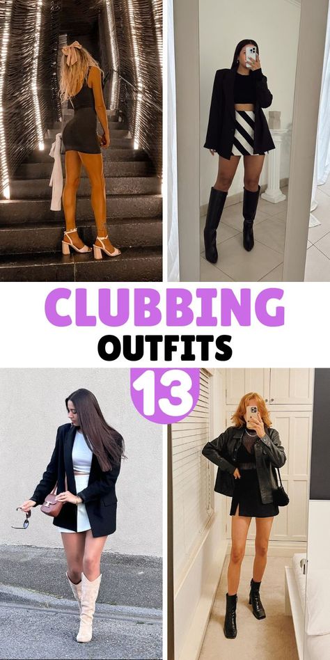 Shake off those post-holiday blues with these fabulous clubbing outfits! From bold metallic dresses to chic all-black ensembles, we've got you covered for your next night out. Discover the perfect balance of comfort and style with wide-leg pants, crop tops, and statement accessories. Whether you're in the mood for a sleek leather jacket or a sparkly sequin skirt, these outfit ideas will have you dancing the night away in style. Get ready to turn heads and boost your mood with these trendy looks! Cold Weather Bar Hopping Outfit, Night Club Winter Outfit, Comfortable Club Outfits Night Out, Club Outfit Sneakers, Winter Clubbing Outfit Black Woman, Outfits For Club Night, Nightclub Outfit Winter, Clubbing Outfits Nightclub Baddie, Warm Clubbing Outfits