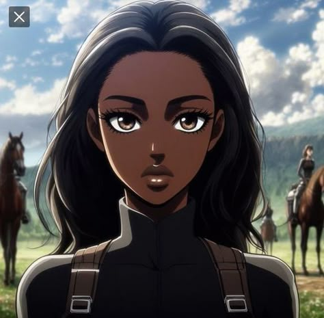 Black Anime Women Pfp, Black Girls Animes, Black Aot Oc, Black Anime Girlicon, Black Pfp Girl, Black Characters Anime, Black Oc Girl, Black Girls Pfp, Cartoon Black Women