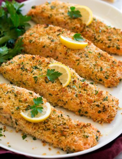 Salmon Panko, Crusted Salmon Recipes, Parmesan Crusted Salmon, Parmesan Salmon, Soft Foods Diet, Honey Mustard Salmon, Mustard Salmon, Oven Baked Salmon, Crusted Salmon