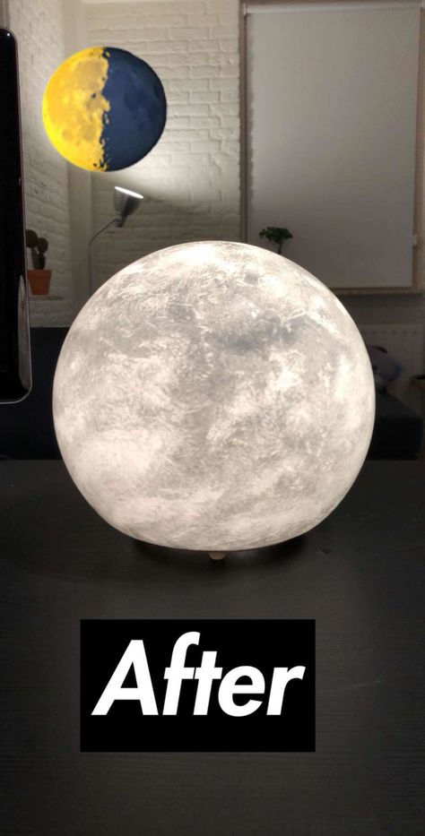 Moon lamp DIY. Moon Lamp Diy, Diy Moon Lamp, Ikea Fado, Moon Light Lamp, Diy Moon, Ikea Lamp, Bedroom Hacks, Lamp Diy, Ikea Bedroom