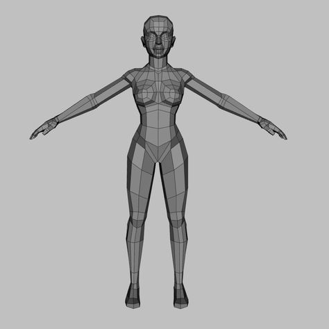 Low Poly Female, Human Model, Low Poly Character, Female Base, 3d Modeling Tutorial, Anatomy Models, Low Poly Games, Character Model Sheet, Body Reference Drawing