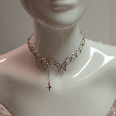 Sale Butterfly Pendant Choker Necklace Fashion Drop Star Cross Tassel Round Chain 14" Plus 2" Extension Silver-Tone Soooo Pretty! Great Gift At Any Age!... Not A Piece You See Everyday... Boho Ageless Collection Gift Party Romantic Fashion Graduation Party Wedding Bridesmaid Holiday Christmas Birthday Thanks For Looking Givenchy Necklace, Crystal Ball Necklace, Butterfly Choker, Amber Bead Necklace, Classy Necklace, Romantic Fashion, Fan Necklace, Pendant Choker Necklace, Elephant Pendant Necklace