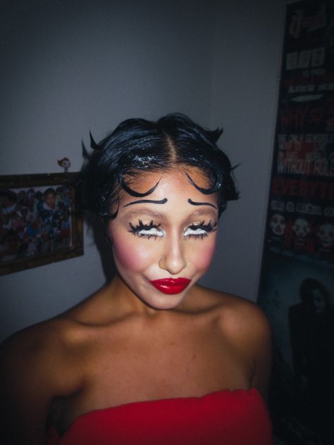 Betty Boop Makeup, Betty Boop Dress, Betty Boop Doll, Camera Makeup, Iconic Makeup, Big Eyes Makeup, Makeup Icons, Doll Makeup, Halloween Inspo