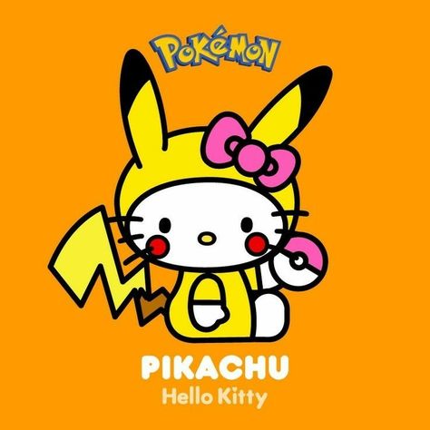 Sanrio X Pokemon, Hello Kitty As Other Characters, Hello Kitty As Characters, Pokemon Hello Kitty, Tokidoki X Hello Kitty, Hello Kitty Disney Princess, Hello Kitty Pokemon, Pikachu Drawing, Hello Kitty Imagenes