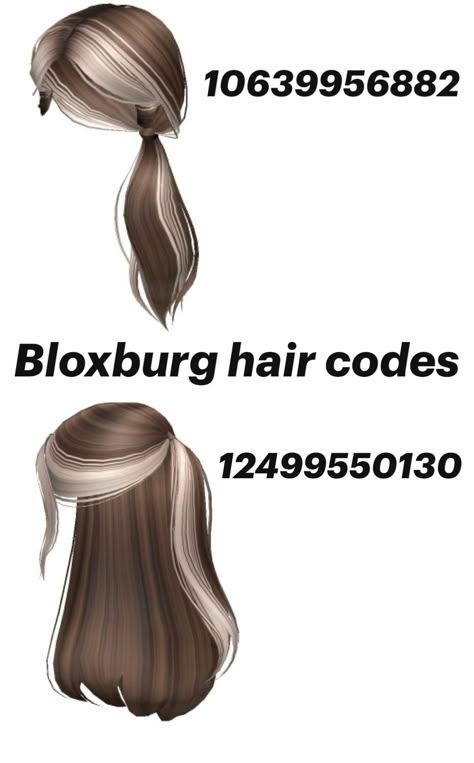 NICE HEIR CODE TRUST ME GET IT ITS SO CUTEEEE Toned Hair Brown, Two Toned Hair Brown, 2 Toned Hair, Bloxburg Hair Codes, 2 Tone Hair, Brown Hair Id, Brown Hair Roblox, Toned Hair, Pelo Cafe