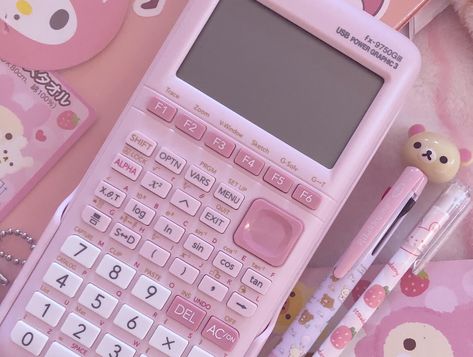 Pink Calculator Aesthetic, Pink Math Aesthetic, Pink Notebook Aesthetic, Pink Cyberpunk, Pink Science, Pink School Supplies, Aesthetic Science, School Supplies Aesthetic, App Themes