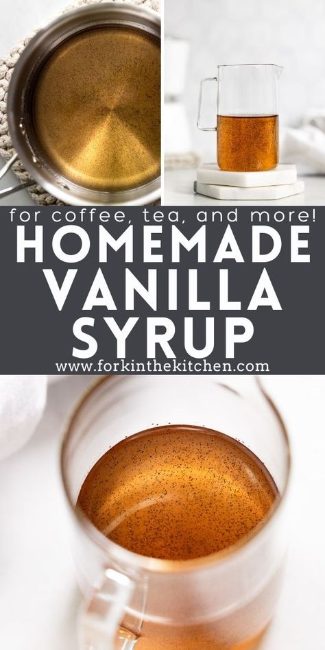 Homemade Vanilla Syrup, Vanilla Simple Syrup, Vanilla Bean Recipes, Vanilla Syrup For Coffee, Yum Drinks, Breakfast Drinks, Real Vanilla, Simple Syrups, Vanilla Bean Cakes