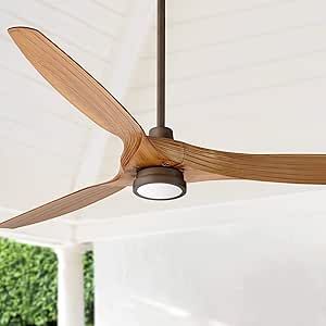 Casa Vieja 60" Aireon Modern Large 3 Blade Indoor Outdoor Ceiling Fan with LED Light Remote Control Rubbed Bronze Walnut Blades Damp Rated for Patio Exterior House Porch Gazebo Garage Barn Outdoor Ceiling Fans With Light Modern, Outdoor Ceiling Fans Covered Patios Lowe's, Flushmount Outdoor Ceiling Fan, Industrial Outdoor Ceiling Fans, 52 Inch Outdoor Ceiling Fan, Porch Gazebo, House With Porch, Outdoor Ceiling Fans, Home Decor Inspiration