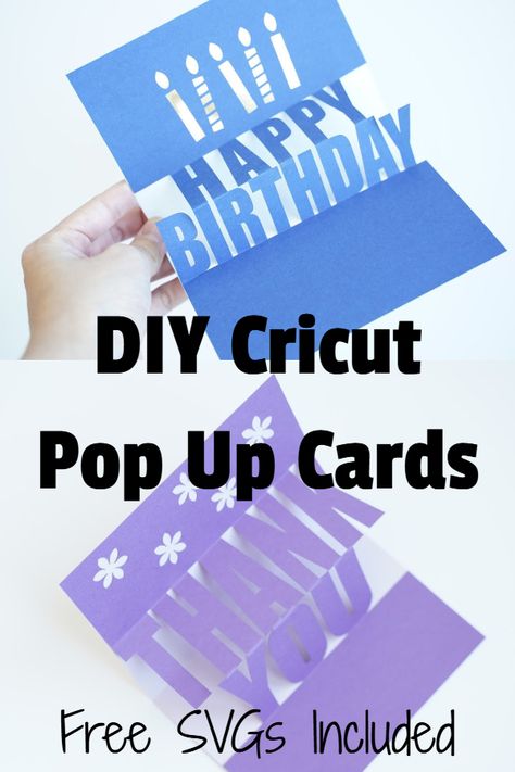 Easy beginners card paper project with free SVG cut file tempaltes Birthday Cards On Cricut, Cricut Projects Birthday Cards, Cricut Cards Free Svg, Free Svg Cards For Cricut, Birthday Card Ideas Cricut, Cricut Pop Up Cards, Cricut Patterns, Cricut Birthday Cards, Pop Up Card Templates