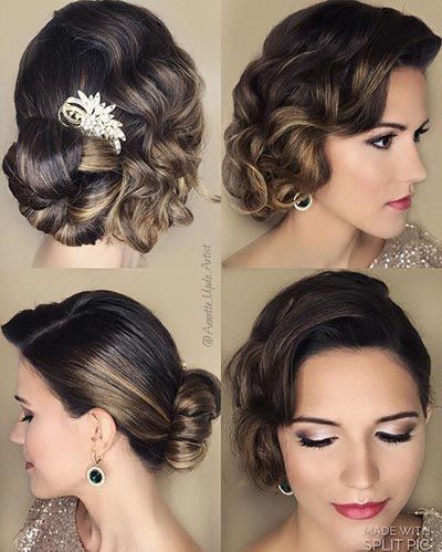 Great Gatsby Wedding Ideas | 1920's Bridal Hairstyles with curls Gatsby Wedding Hair, Great Gatsby Hairstyles, Hairstyles With Curls, Short Bridal Hair, Gatsby Hair, Vintage Updo, Retro Wedding Hair, 1920s Hair, Great Gatsby Wedding