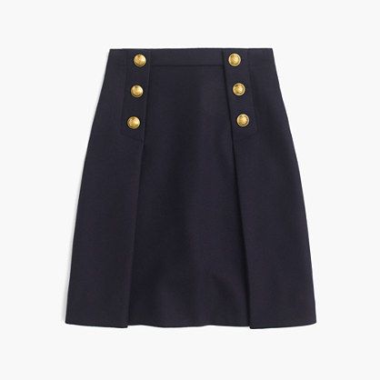 J.Crew+-+Sailor+skirt+in+double-serge+wool Sailor Skirt, Prep Style, Fall Fashion 2016, Preppy Style Summer, Skirts With Boots, Jcrew Women, Wool Skirts, Blue Wool, Office Outfits