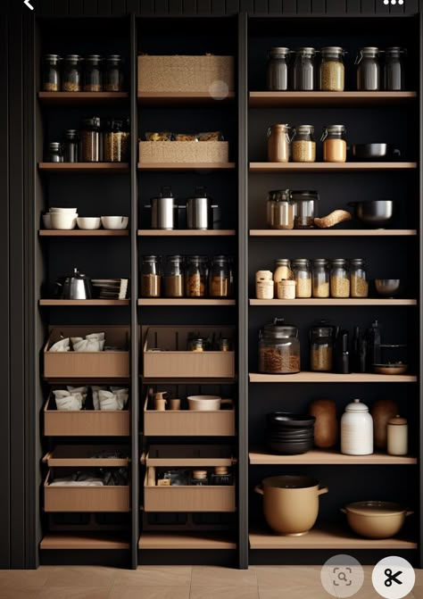 Walk In Pantry Design, Small Walk In Pantry, Pantry Design Ideas, Walk In Pantry Ideas, Pantry Layout, Open Pantry, Modern Pantry, House Pantry, Pantry Room