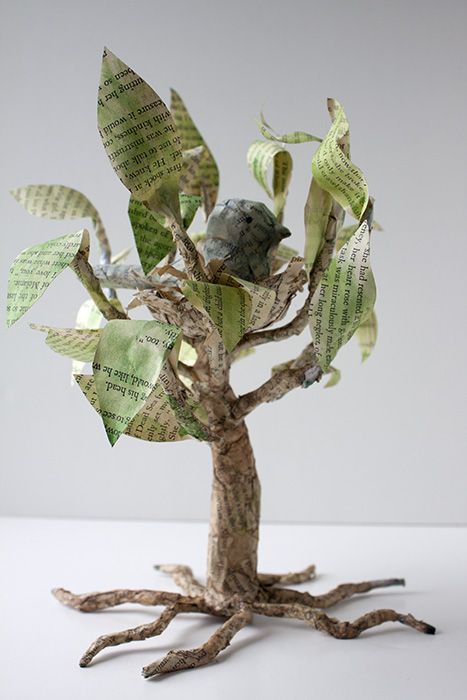 Paper Mache Tree Made From Book Paper Mache Tree, Pretty Crafts, Paper Wall Hanging, Paper Mache Sculpture, Paper Mache Art, Paper Mache Crafts, Paper Birds, Wall Hanging Crafts, Paper Tree