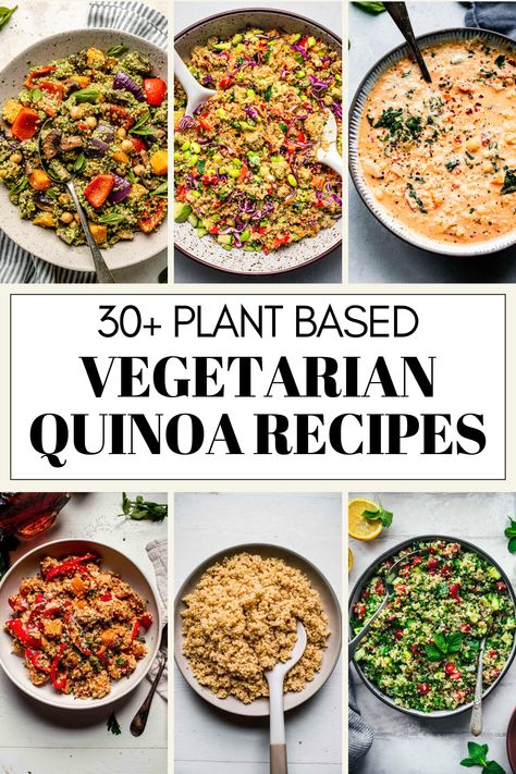 Here's 30+ delicious vegetarian quinoa recipes to try out! Quinoa is a gluten-free whole grain that is packed with protein, fiber, and nutrients. It is a great alternative to rice or pasta, and it can be used in a variety of dishes, from breakfast to dinner. Quinoa And Veggies Recipes, Vegetarian Fiber Meals, Quinoa Recipes Dinner Vegetarian, Vegetarian Power Bowls, Plant Based Quinoa Recipes, Quinoa Vegetarian Recipes, Warm Quinoa Recipes, Dairy Free Quinoa Recipes, Quinoa Vegan Recipes