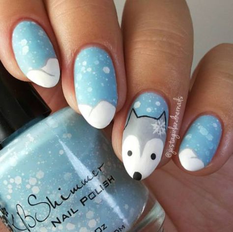 Wolf Nail Art Design, Wolf Nails Designs, Wolf Nail Art, Wolf Nails, Nails July, Fox Nails, January Nails, Sassy Nails, Womens Hair