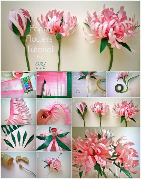 Paper Flowers Tutorial Pretty DIY Paper Flowers to Make For Home Diy Paper Flowers Tutorial, Make Paper Flowers, Diy Flores, Paper Flower Art, Paper Flower Crafts, How To Make Paper Flowers, Crepe Paper Flowers, Paper Flowers Craft, Tissue Paper Flowers