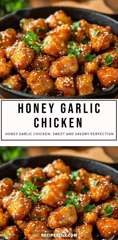 I absolutely love making this Honey Garlic Chicken! The combination of sweet honey and savory garlic creates an irresistible flavor that captivates everyone at the dinner table. The crispy chicken pieces are coated in a delicious sticky sauce, making it perfect for serving over rice or alongside your favorite veggies. It's an easy recipe that brings a taste of Asian cuisine right into my kitchen! Honey Garlic Sauce Recipe, Honey Garlic Chicken Crock Pot, Crock Pot Honey Garlic Chicken, Crispy Honey Chicken, Jerk Chicken Recipe, Sticky Sauce, Garlic Sauce Recipe, Savory Recipe, Honey And Soy Sauce