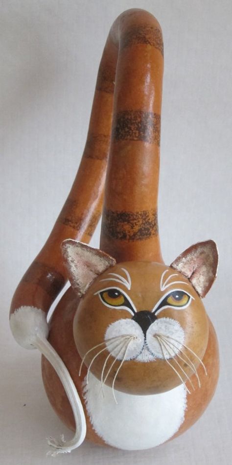 Cat Gourd, Gourds Diy, Halloween Gourds, Gorgeous Gourds, Gourd Crafts, Gourds Birdhouse, Afrique Art, Decorative Gourds, Hand Painted Gourds