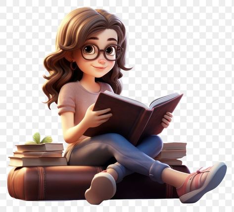 Book Png Aesthetic, Studying Cartoon, Happy Studying, Teachers Illustration, Reading Cartoon, Wordless Book, Reader Girl, Student Cartoon, Baby Print Art