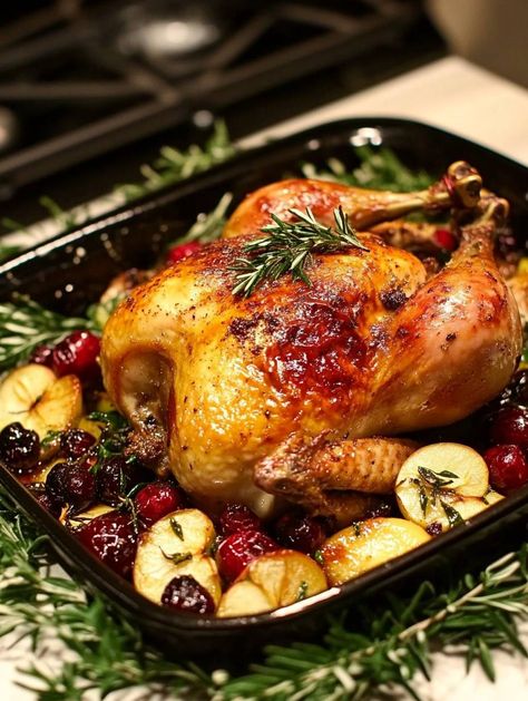 Thanksgiving Rotisserie Chicken, Cranberry Roasted Chicken, Roast Chicken Christmas, Roast Chicken Christmas Dinner, Roasted Chicken And Butternut Squash, Vertical Roasted Chicken, Christmas Roast Chicken Recipes, Apple And Cranberry Roasted Chicken, Cranberry Glazed Chicken